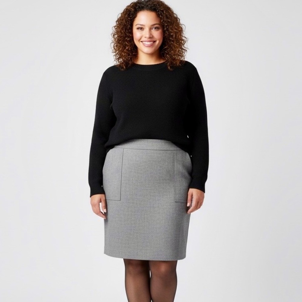 NEW LOFT Straight Pencil Skirt Women Plus 22 Stretch Pockets Knee‎ Length Gray